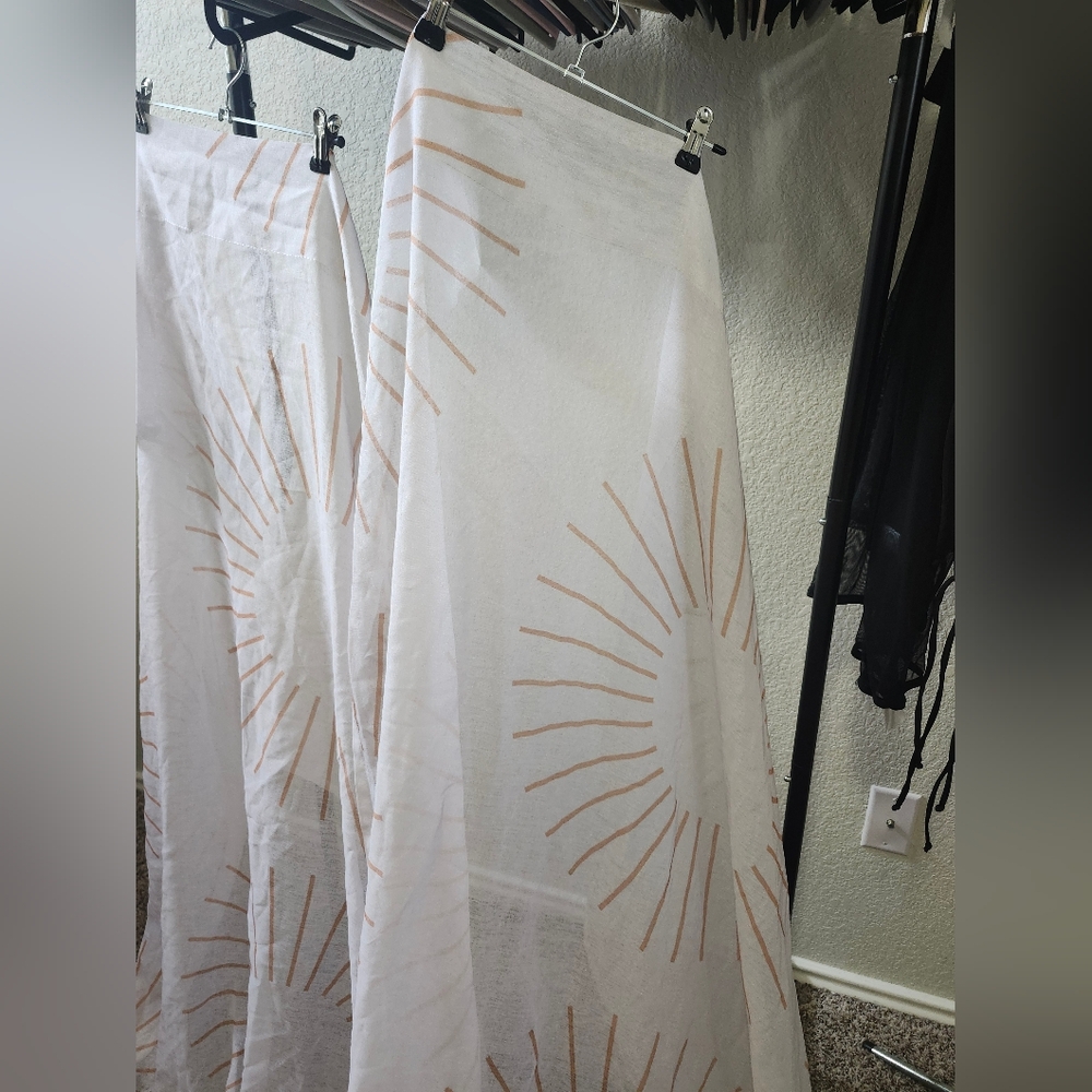 Society6 White and Tan Sunburst Curtains - Picture 3 of 5